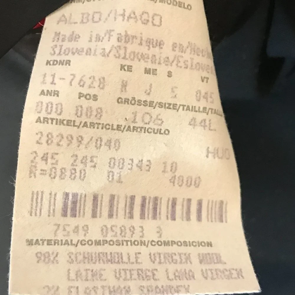 Hugo Boss Black Sport Coat Jacket Blazer size 44L Suit Designer 3 Button WooL - Picture 9 of 12